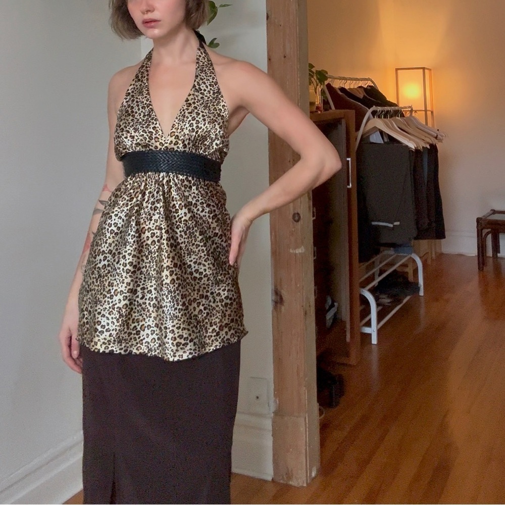 Leopard Y2K Halter Top ( S -XS)